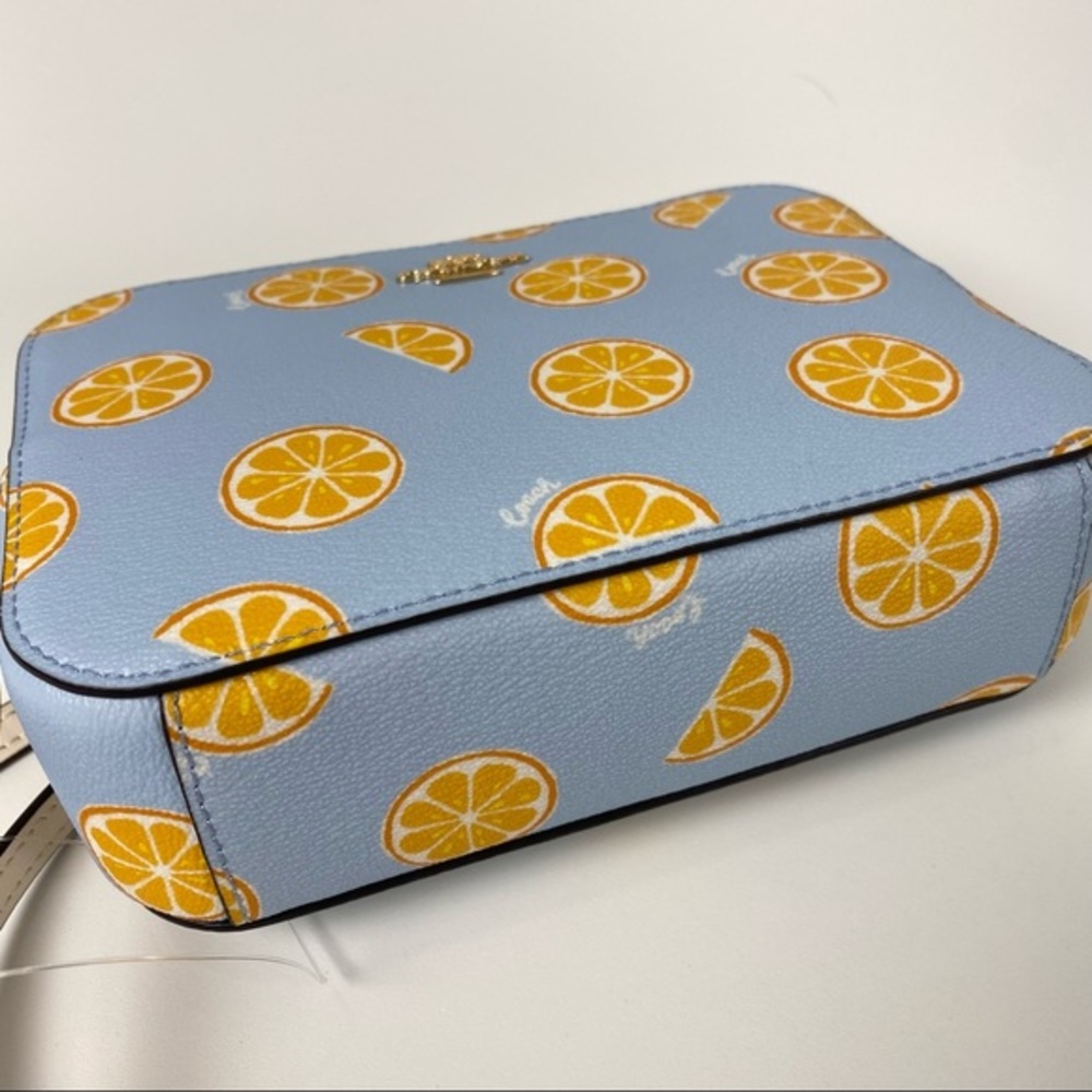 Coach Oranges Mini Camera Crossbody Bag with Orange Citrus Print in Blue - Picture 5 of 9